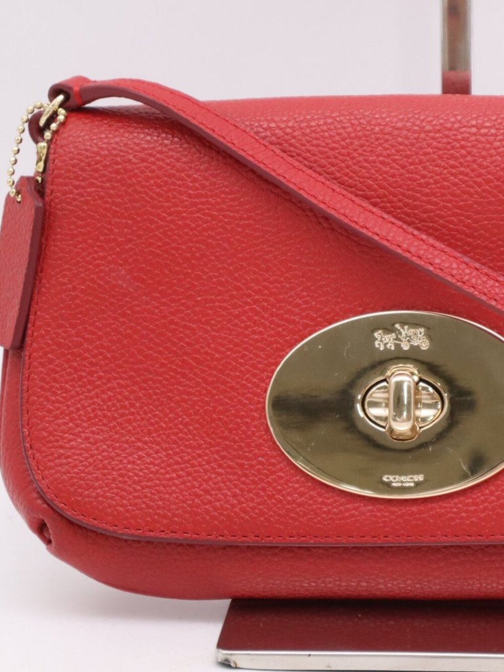 Coach Red Pebbled Leather Turnlock Crossbody
